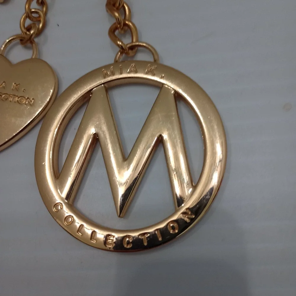 MIAK Collection Gold Tone Logo Charm Keychain‎ Bag Accessory